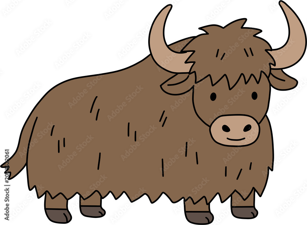 Φωτογραφία Cute fluffy yak character illustration for design