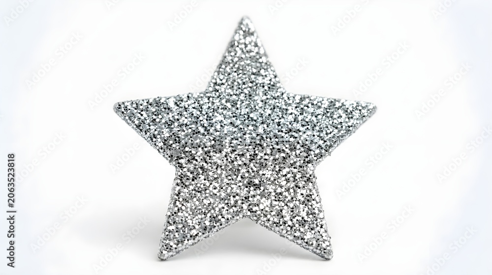 Obraz premium Sparkling Silver Glitter Star Shape Embellishment Shining Brightly With Reflective Surface Capturing Light Ideal For Festive Decorations And Crafting Projects