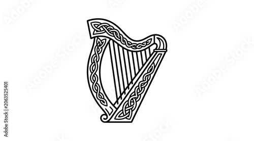 Фотография Celtic harp ornate line art icon for music design