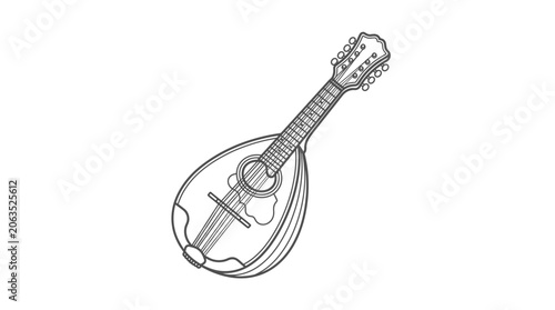 Bild auf Leinwand Detailed mandolin line art icon on white background