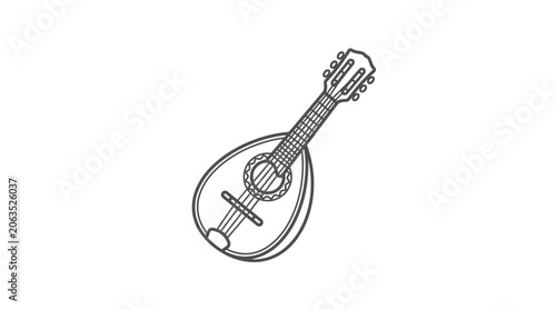 Photos Simple mandolin line art icon on white background