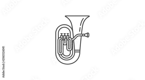 Simple tuba brass instrument line art icon on white.