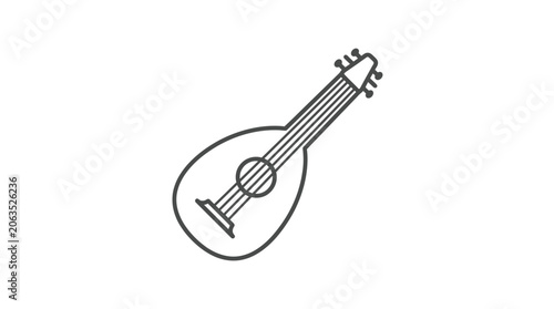Photos Acoustic lute or mandolin string instrument line art icon.