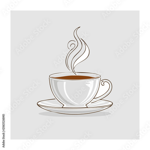 Minimalist illustration of a coffee cup with steam
