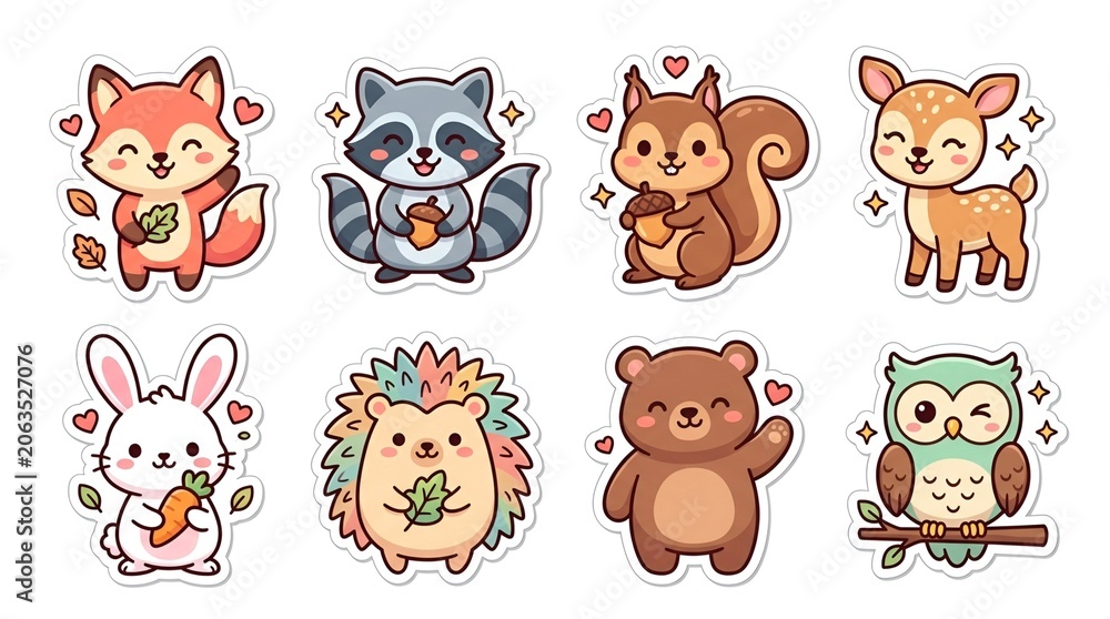 Obraz premium Cute Cartoon Animal Icons Set for Kids and Design Projects