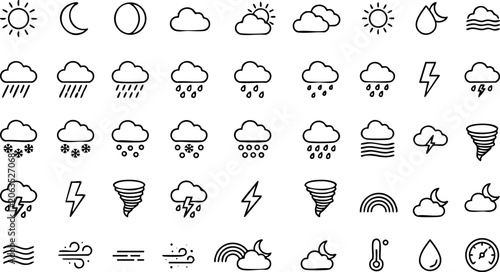 Foto Comprehensive weather icon pack for meteorological forecasts and applications wi