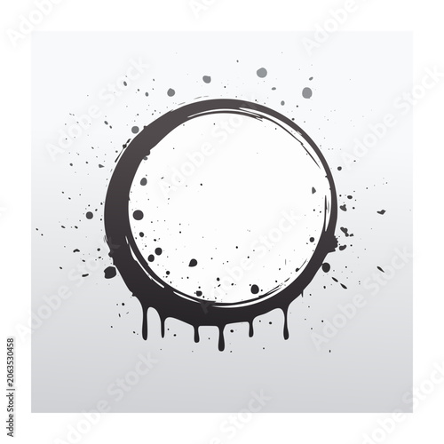 Grunge ink circle with splatters and drips