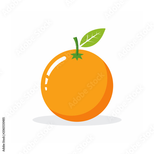 Orange with green leaf isolated on white background