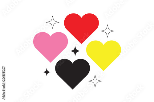 Colorful Heart and Sparkle Icon Set Love Vector Illustration