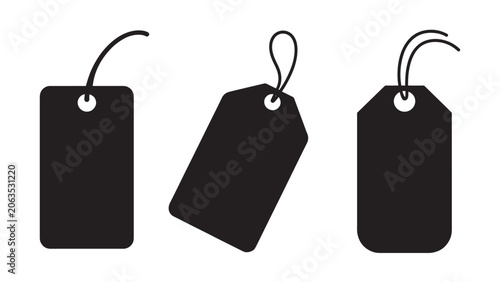 Price Tag Silhouette Icon Set Shopping Sale Vector Collection