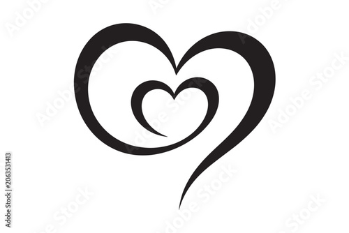 Abstract Brush Heart Logo Line Art Romantic Vector Illustration