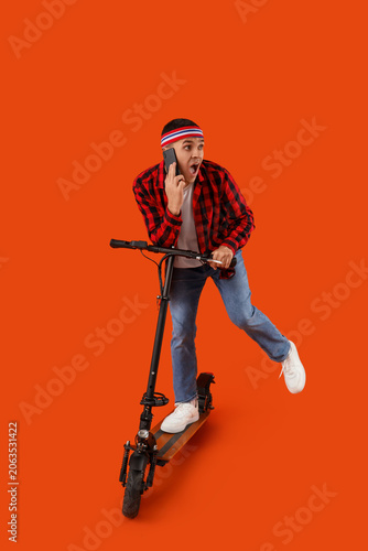 Shocked young man with kick...