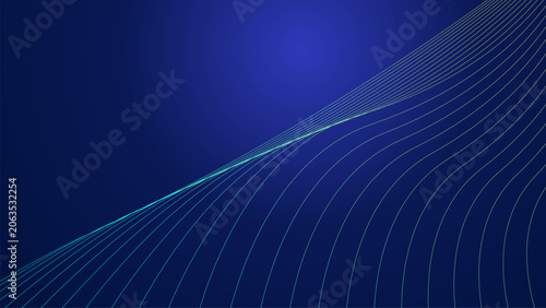 Abstract Blue Gradient Background with Elegant Curved Wave Lines