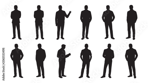 Business People Silhouette Set Professional Standing Corporate Vector Collection