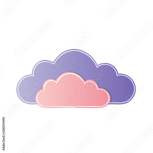Flat design overlapping clouds on transparent background