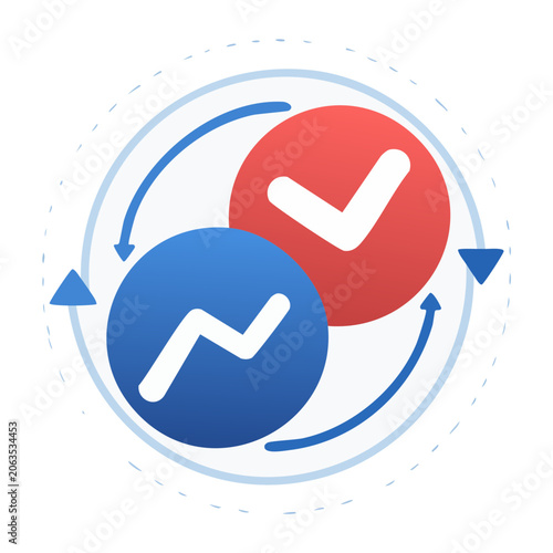 Graph and Checkmark Icon with Circular Arrows