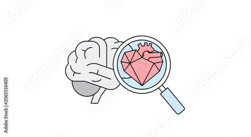 Stylized brain with gray lobes on a transparent background
