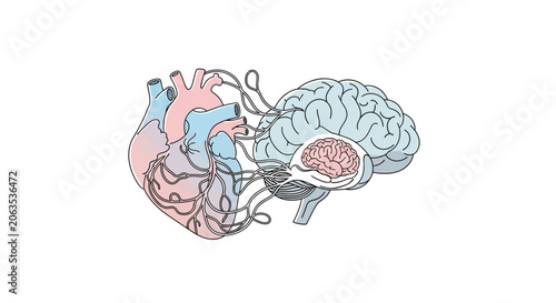 Stylized heart illustration with blue and pink pastel colors