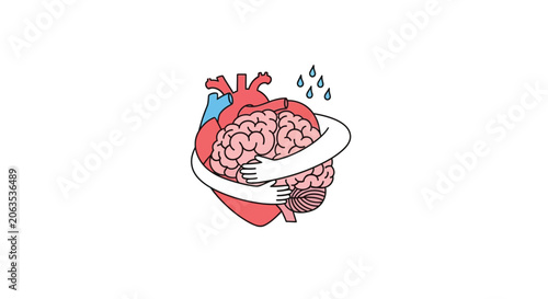 Stylized heart illustration with blue arteries on transparent background