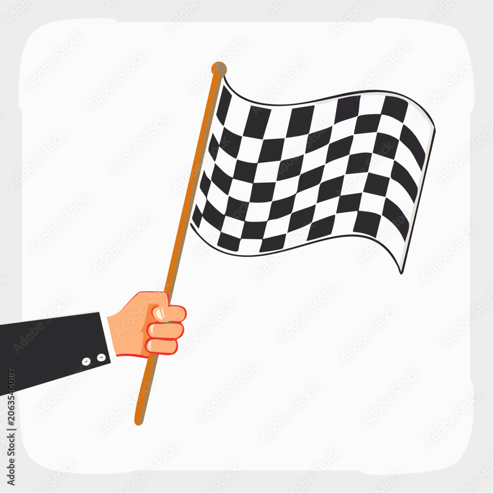 Naklejka premium Hand holding a checkered flag