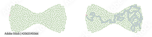 Maze pattern bow tie design in green and blue  