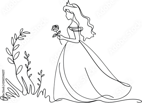 A woman in a dress holding a rose