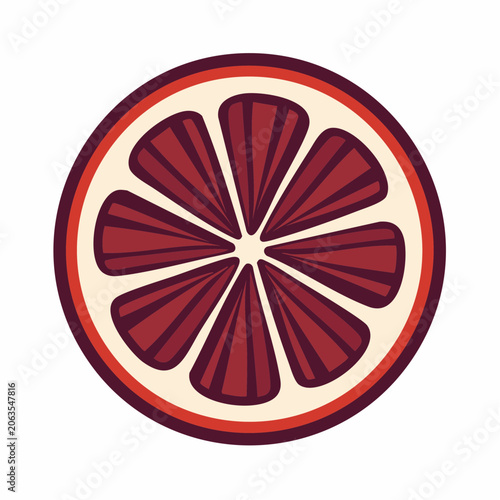 Stylized illustration of a blood orange slice