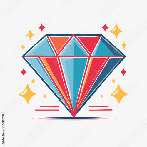 Stylized Diamond with Sparkles
