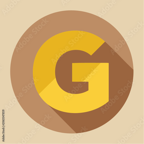 Stylized Letter G Icon with Flat Design and Long Shadow