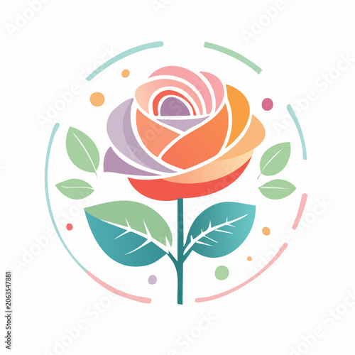 Stylized Rose with Gradient Petals and Decorative Elements