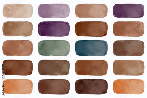 a bunch of different colored paint strokes on a white background