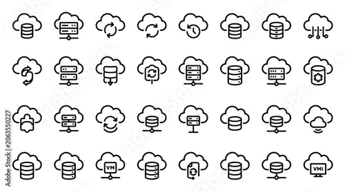 фотографія Cloud Computing Icons Set Data Storage Network Servers.