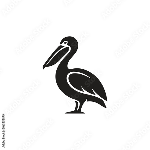 Minimalist pelican bird icon vector illustration with wildlife, waterbird
