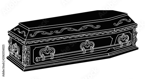 Foto Ornate Coffin Silhouette, Funeral Casket Vector Art
