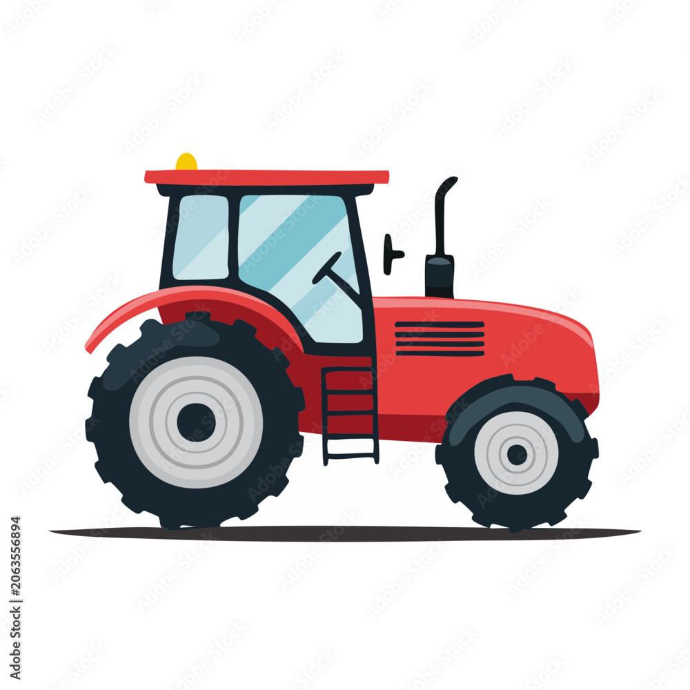 Obraz premium Flat design fire truck with ladder and hose