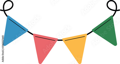 Colorful Triangle Party Banners on White Background