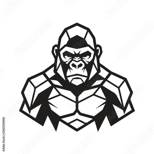 Photography Geometric gorilla graphic design logo concept with geometric, minimalist
