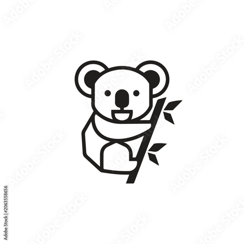 Cute minimalist koala graphic icon with wildlife minimalist australia