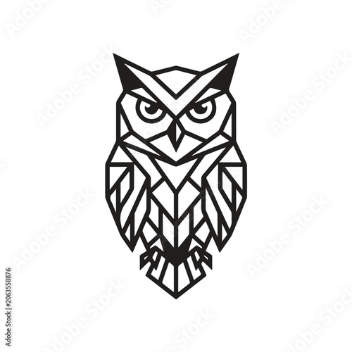 Geometric owl illustration vector graphic with geometric minimalist abstract