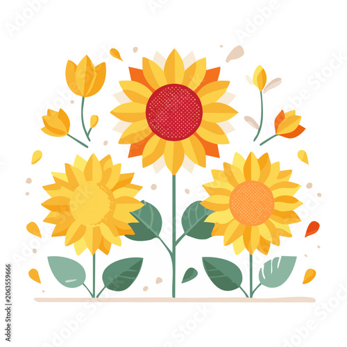 Flat design sunflower vector illustration