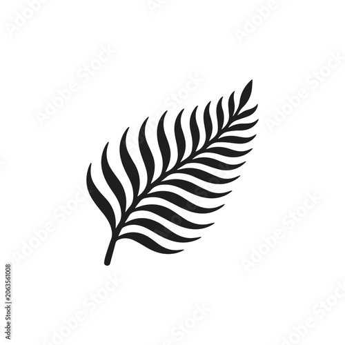 Stylized botanical fern leaf silhouette graphic with silhouette, botanical