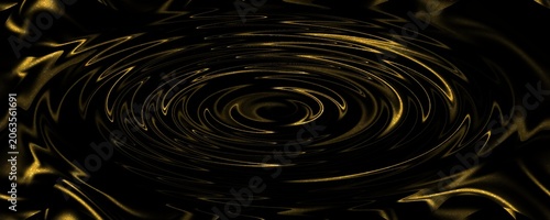 Luxurious black and gold swirl background with elegant metallic liquid ripples abstract glowing concentric waves dark texture banner
