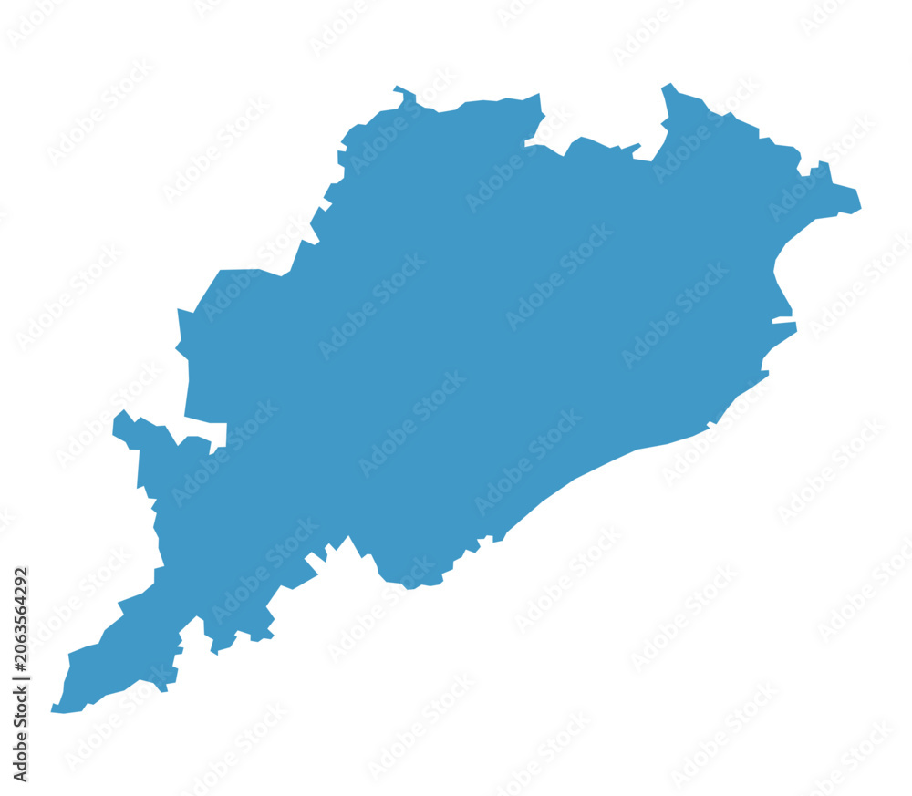 Obraz premium Odisha state map with flat blue color design