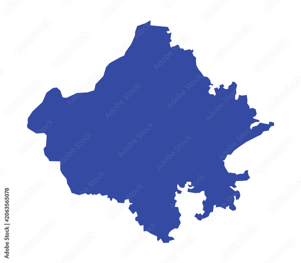 Fototapeta premium Rajasthan state map with flat blue color design