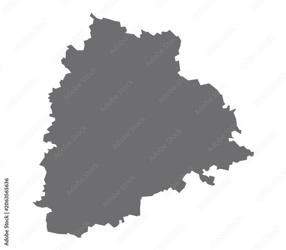 Fototapeta premium Telangana state map with flat gray color design