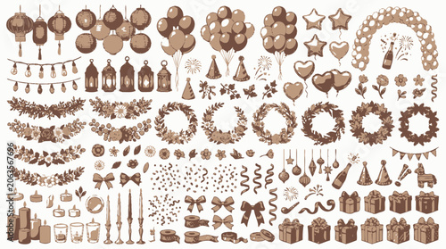 Party and celebration decoration elements collection
