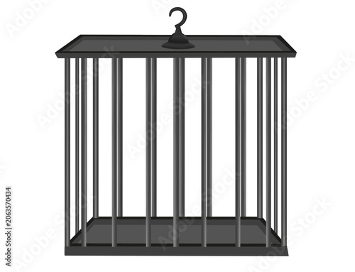  Empty iron cage for birds and animals cartoon asset