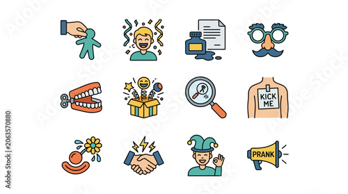 Foto Colorful illustrations of pranks and playful actions