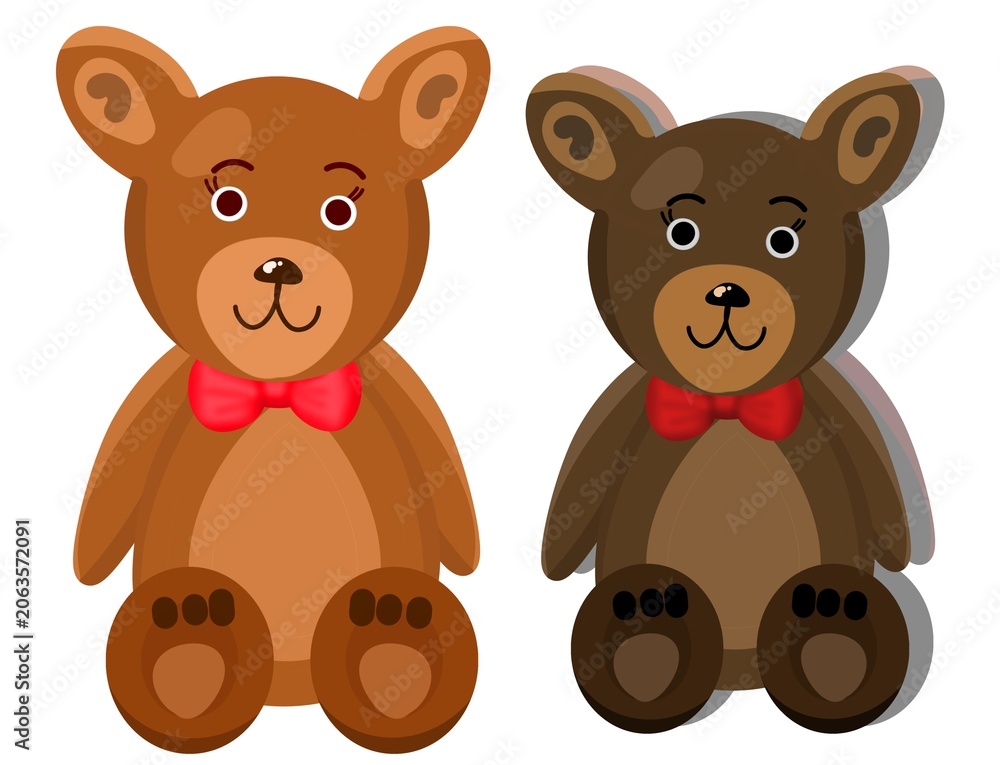 Fototapeta premium Cute cartoon teddy bear toy set vector asset for 2d animation