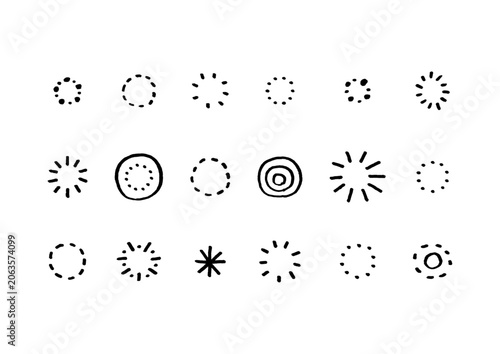 Obraz na płótnie ドットやラインで作られた手描きの小さなあしらいセット（黒）